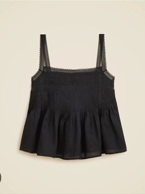 Nwt J. Crew Lace Trim Top in Ramie Tank Top Size XS Black